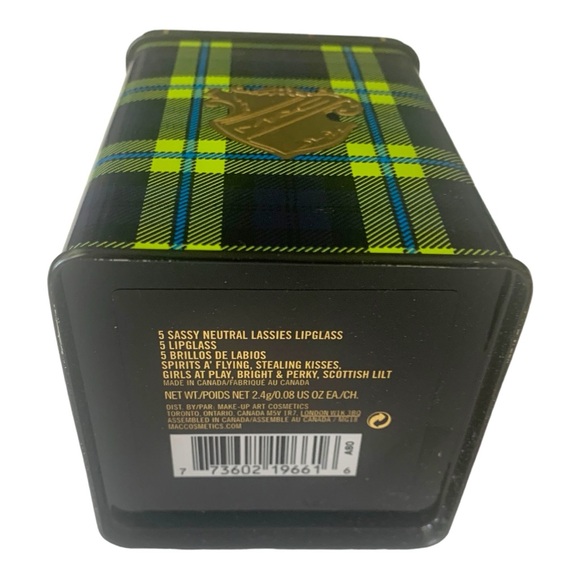 VTG MAC Makeup Tartan Plaid Gold Emblem Metal Storage Tin Container Empty - Picture 9 of 10